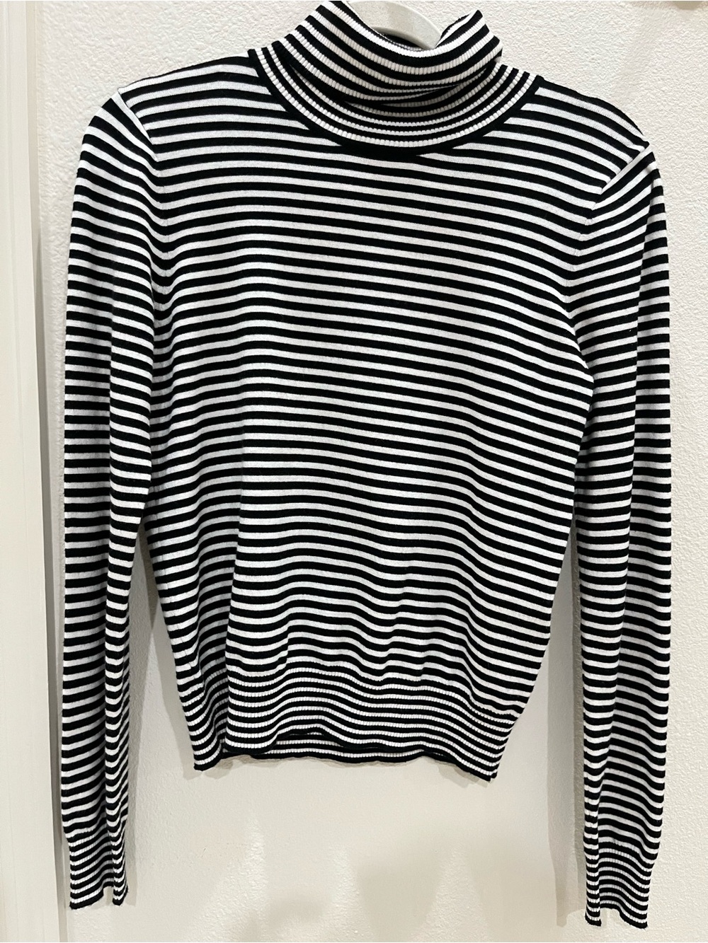 Splendid Black and White Striped Turtleneck Sweater M